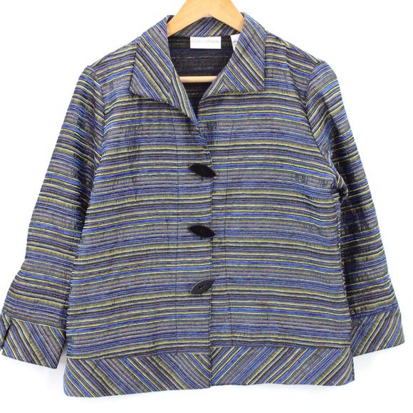 Drapers & Damons Blazer Jacket Womens Multicolor Striped Button Front Small S - Picture 1 of 9